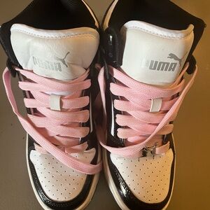 Puma Kids High-Top Sneakers in Pink, White & Black